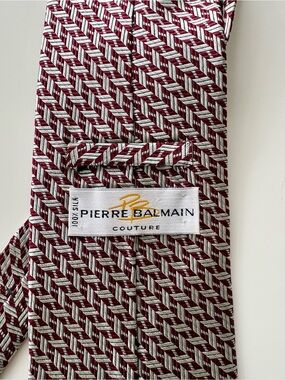 Pierre Balmain retro Burgundy and Silver Woven Silk Tie